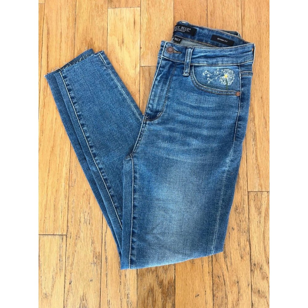 Judy Blue Women's Embroidered Dandelion Distressed Skinny Fit Jeans Size 5/27